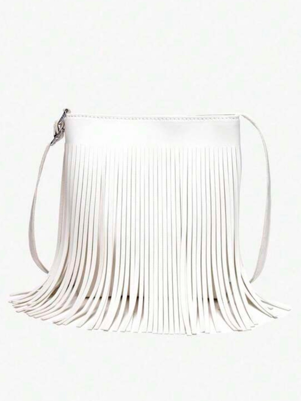 Fringed White Crossbody Bag - Minimal Chic